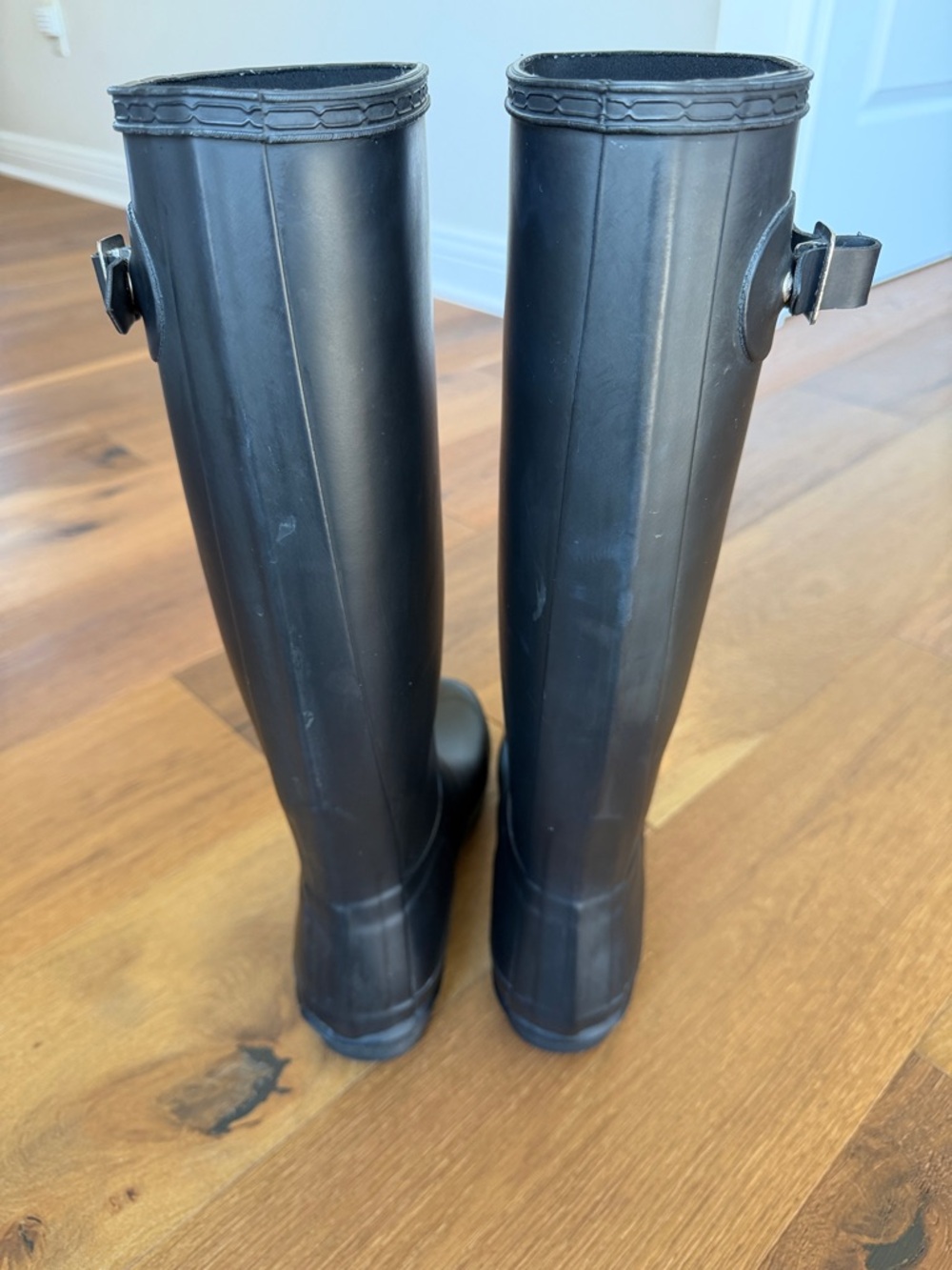 Hunter Matte Black Tall Rubber Rain Boots - Picture 2 of 7